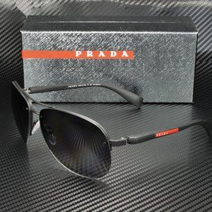 Prada Men's Black and Grey Rubber Sunglasses!
